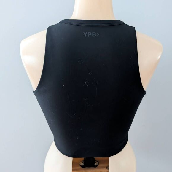 YPB Curve Love Athletic Button Snap Crop Top Black - Picture 4 of 6